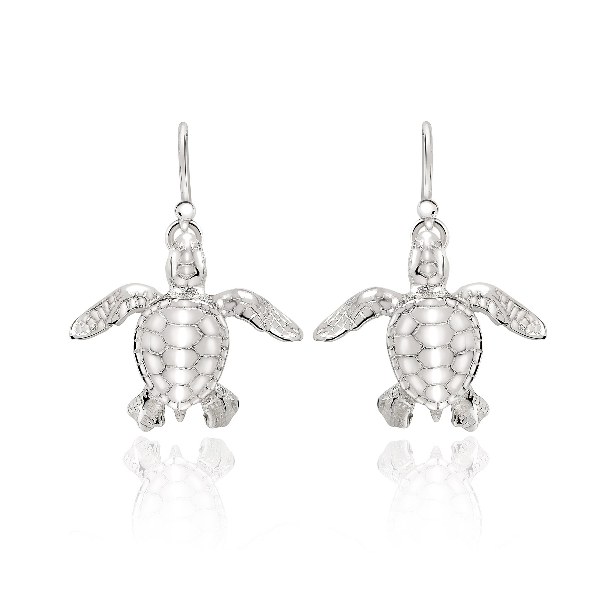 Turtle Earrings Sterling Silver Sea Turtle Drop Earrings Etsy