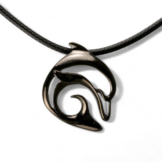 DUOWEI Collana Con Ciondolo Delfino In Smalto E Metallo - Stile Cartoon, Con Brillantini, Catena Regolabile 50+7 Cm, Colore Ambra