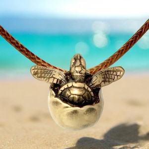 Baby Sea Turtle Necklace Antique Bronze- Hatchling Sea Turtle Necklace for Women - Turtle Pendant - Hatchling Charm - Gifts for Turtle Lover