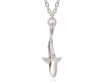925 Sterling Silver | Shark Necklace for Woman and Teens  - Mini Shark Charm Sterling, Small Shark Charm, Mini Shark Pendant