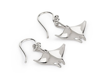 Stingray Earrings Sterling Silver - Manta Ray Earrings - Stingray Jewelry - Scuba Diving Jewelry - Ocean Jewelry