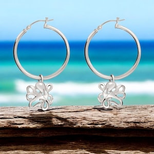 Octopus Earrings Sterling Silver- Octopus Hoop Drop Earrings, Dangle Octopus Earrings, Gifts for Octopus Lovers, Octopus Gifts, Sea Life
