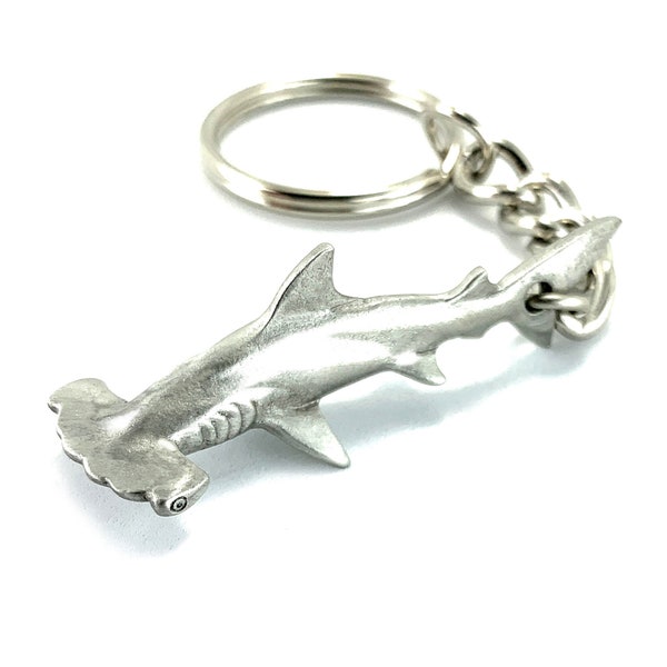 Hammerhead Shark Keychain for Men and Women- Hammerhead Shark Charm, Gifts for Shark Lovers, Realistic Pewter Keyring, Gift For Divers
