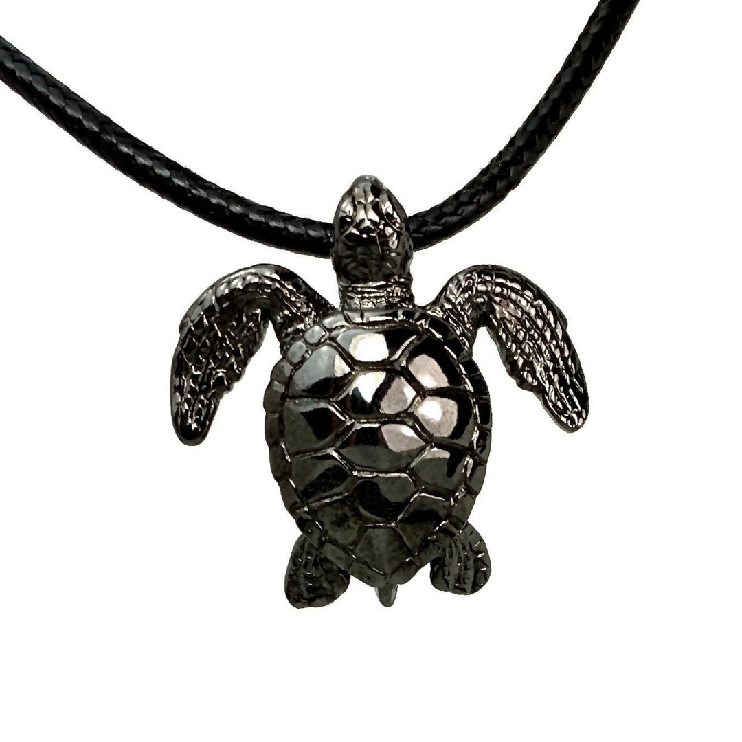 Turtle Necklace for Women and Men Sea Turtle Necklace Hematite, Black