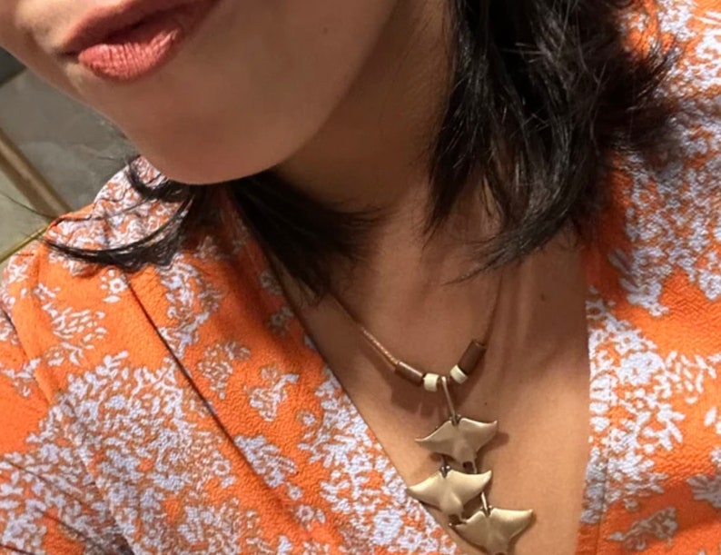 Manta Ray Beach Necklace, Antique Bronze, Stingray Jewelry, Manta Ray Pendant Scuba Diving Jewelry, Ocean Inspired Bronze Jewelry image 5