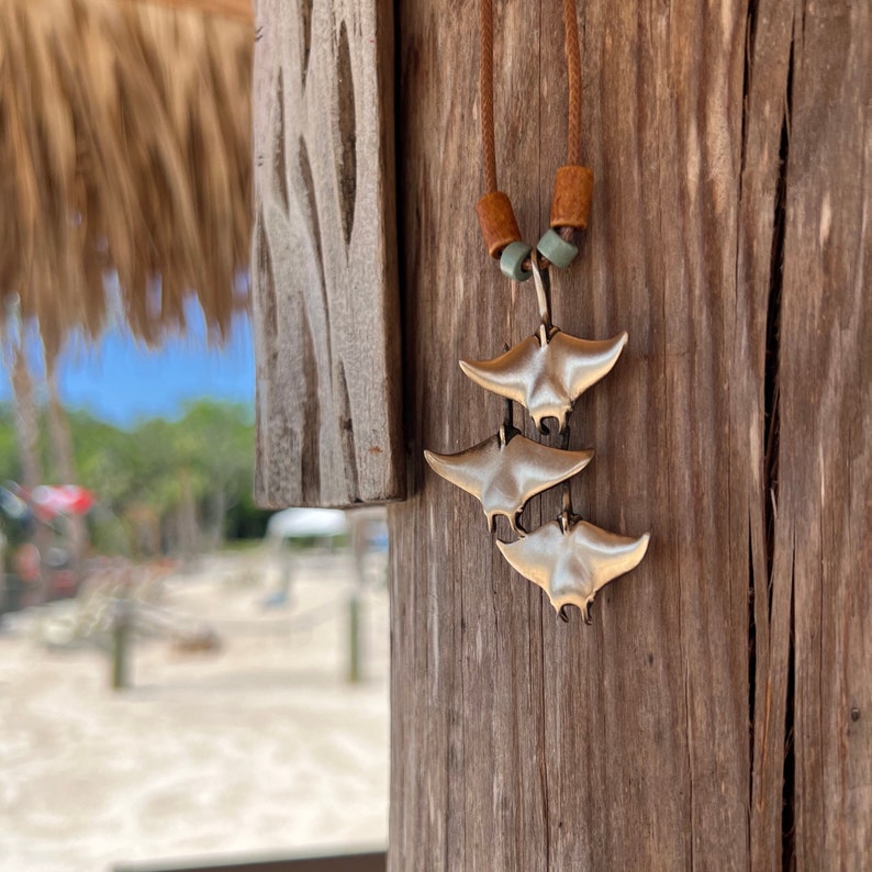 Manta Ray Beach Necklace, Antique Bronze, Stingray Jewelry, Manta Ray Pendant Scuba Diving Jewelry, Ocean Inspired Bronze Jewelry image 3