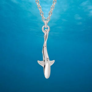 Sterling Silver Shark Necklace: Reef Shark Pendant, Ocean Jewelry