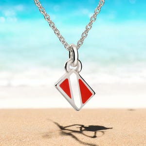 Dive Flag Necklace for Women Sterling Silver- Scuba Diving Gifts for Women- Scuba Diving Necklaces, Dive Flag Charm, Gifts for Scuba Divers