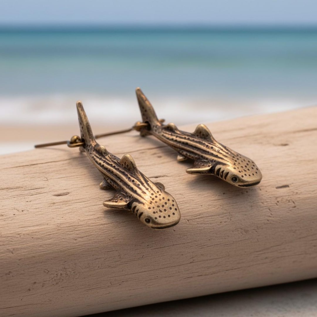 Whale Shark Earrings: Bronze Dangle Charms, Scuba Diver Gift, Boho ...