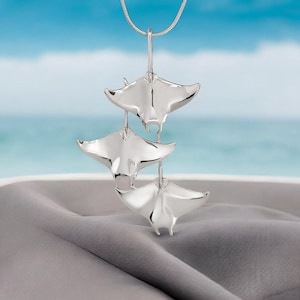 Sterling Silver Manta Ray Necklace: Ocean Scuba Diving Jewelry