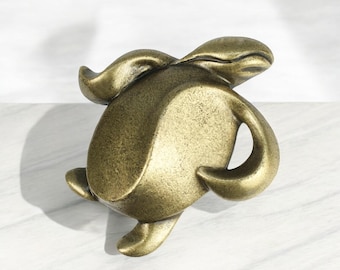 Handcrafted Pewter Turtle Drawer Pull: Nautical Coastal Decor