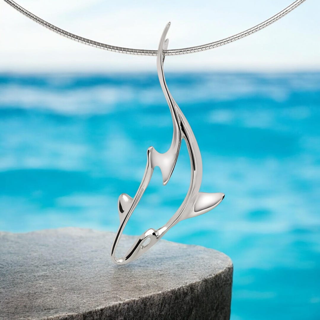 Buy Sterling Silver Reef Shark Necklace: Ocean Conservation Jewelry Online  in India