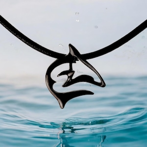 Shark Necklace for Men and Women- Hematite Shark Pendant, Black Shark Necklace, Beachy Necklaces, Gifts for Shark Lovers, Scuba Diving Gifts