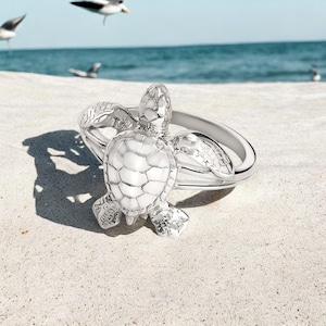 Sterling Silver Turtle Ring: Sea Life Jewelry, Ocean Lover Gift