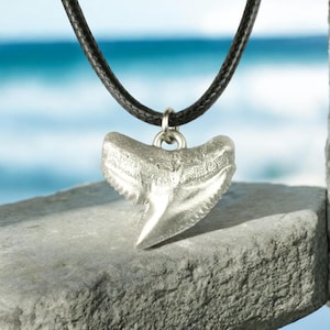 Tiger Shark Tooth Pewter Pendant: Handcrafted Shark Necklace