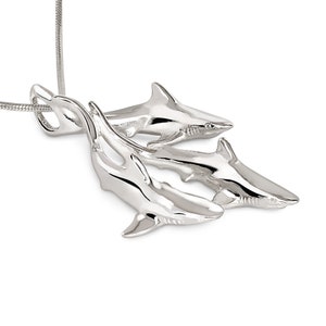 925 Sterling Silver | Shark Necklace for Women  - Grey Reef Shark Necklace for Women,   Reef Shark Necklace, Shark Jewelry