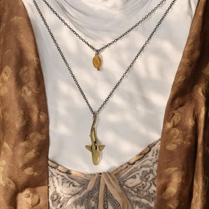 Bronze Shark Pendant Necklace: Beachy Boho Layered Jewelry