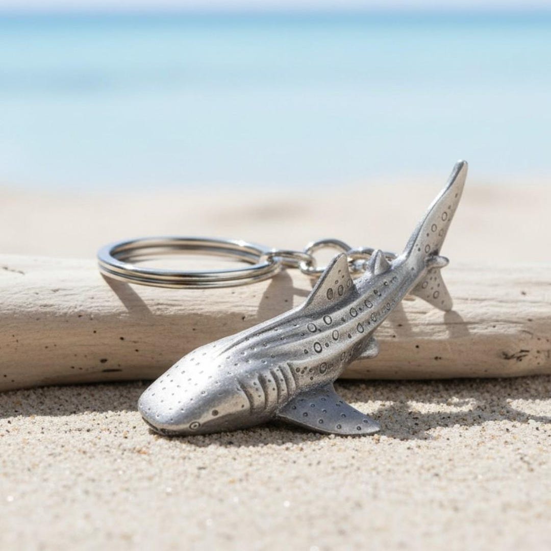 Pewter Whale Shark Keychain: Ocean Lover Gift - Etsy