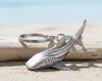 Pewter Whale Shark Keychain: Ocean Lover Gift