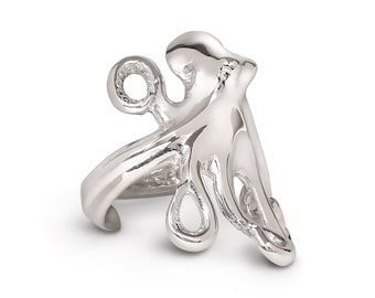 Sterling Silver Octopus Ring, Octopus Jewelry, Ocean Jewelry, Summer Jewelry, Beach Jewelry,Surfer Jewelry