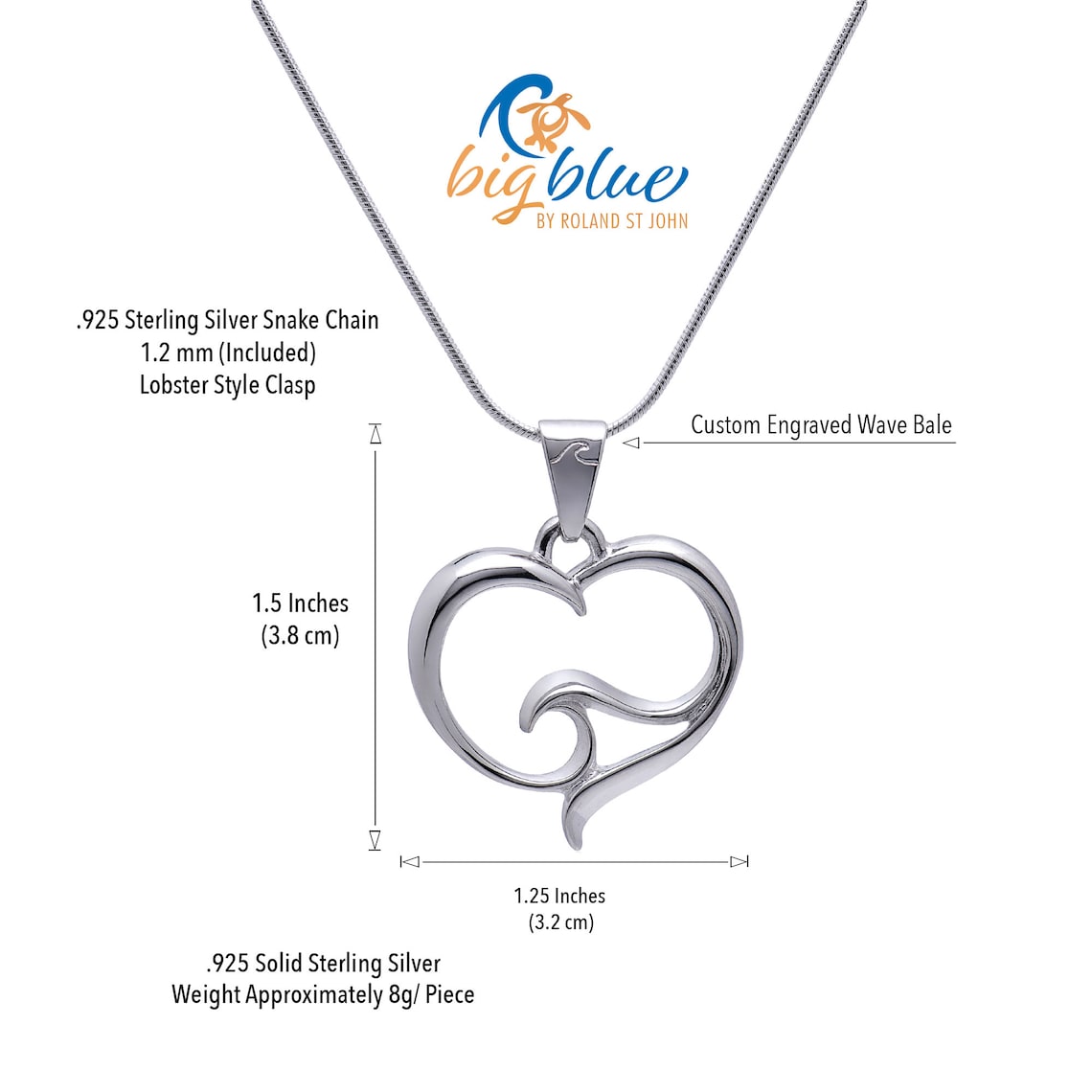 Ocean Wave Necklace Sterling Silver 925 Heart of the Ocean Etsy