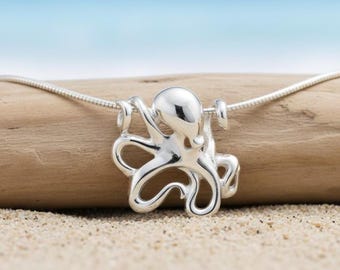 Sterling Silver Octopus Necklace: Sea Life Jewelry Gift
