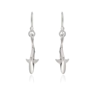 Shark Earrings for Women Sterling Silver- Shark Drop Earrings, Sterling Silver Shark Dangle Earrings, Gifts for Shark Lovers, Shark Charms