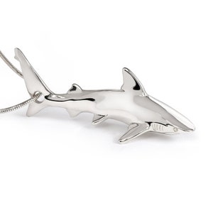 925 Sterling Silver | Shark Pendant Necklace for Women  -  Reef Shark Necklace for Women,   Shark Necklace, Shark Jewelry, Shark Charm