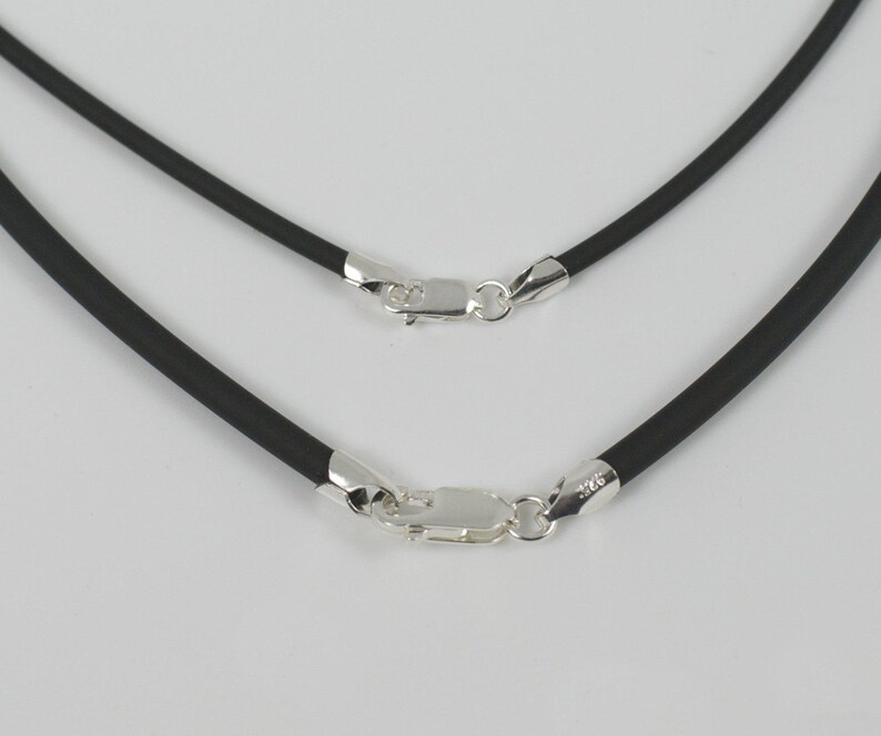 Black Neoprene Cord With Silver Clasp Necklace Etsy