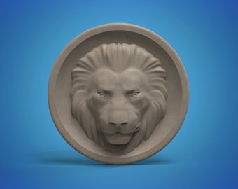 lion panno 3d STL model, CNC Router, 3d printing, dish, animal, pets, art, decor