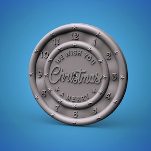 Merry christmas clock  3d STL model for CNC Router and 3d printing