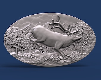 escaping elk 3d STL model for CNC Router and 3d printing