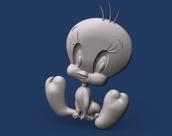tweety bird logo 3d STL model for CNC Router and 3d printing