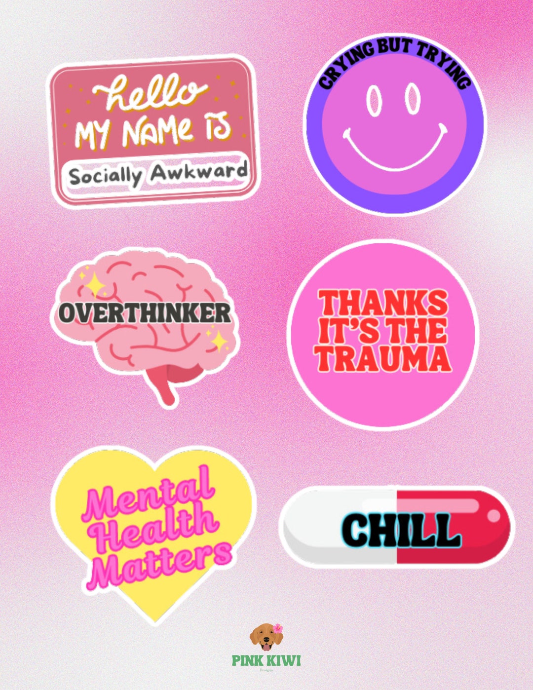 Digital Download* Mental Health Sticker Pack for Any Occasion! Funny ...