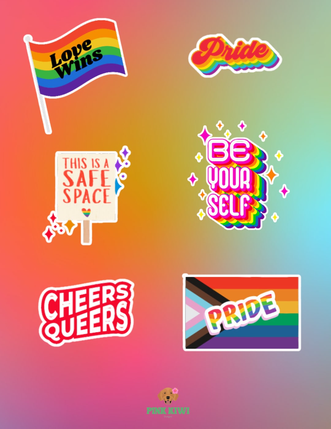Pink Pride Sticker Digital Download Pride Month Themed Sticker Pack for Every Occasion ...