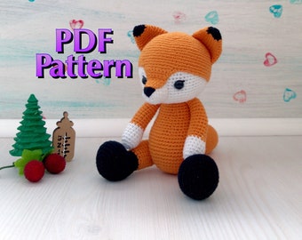 Zorro de ganchillo PDF patrón Algodón juguete astuto Decoración de vivero Animales del bosque Patrón cosas juguetes Juguetes naturales Regalo de baby shower Juguete neutro