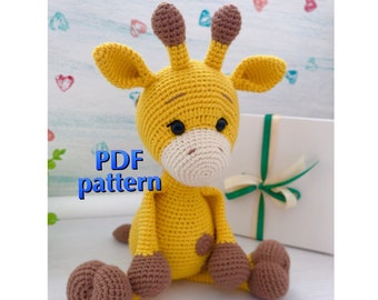 Ganchillo jirafa PDF patrón DIY juguete Amigurumi safari animales Decoración de la guardería Patrón cosas juguetes Eco juguetes Baby shower regalo Juguete de género neutro