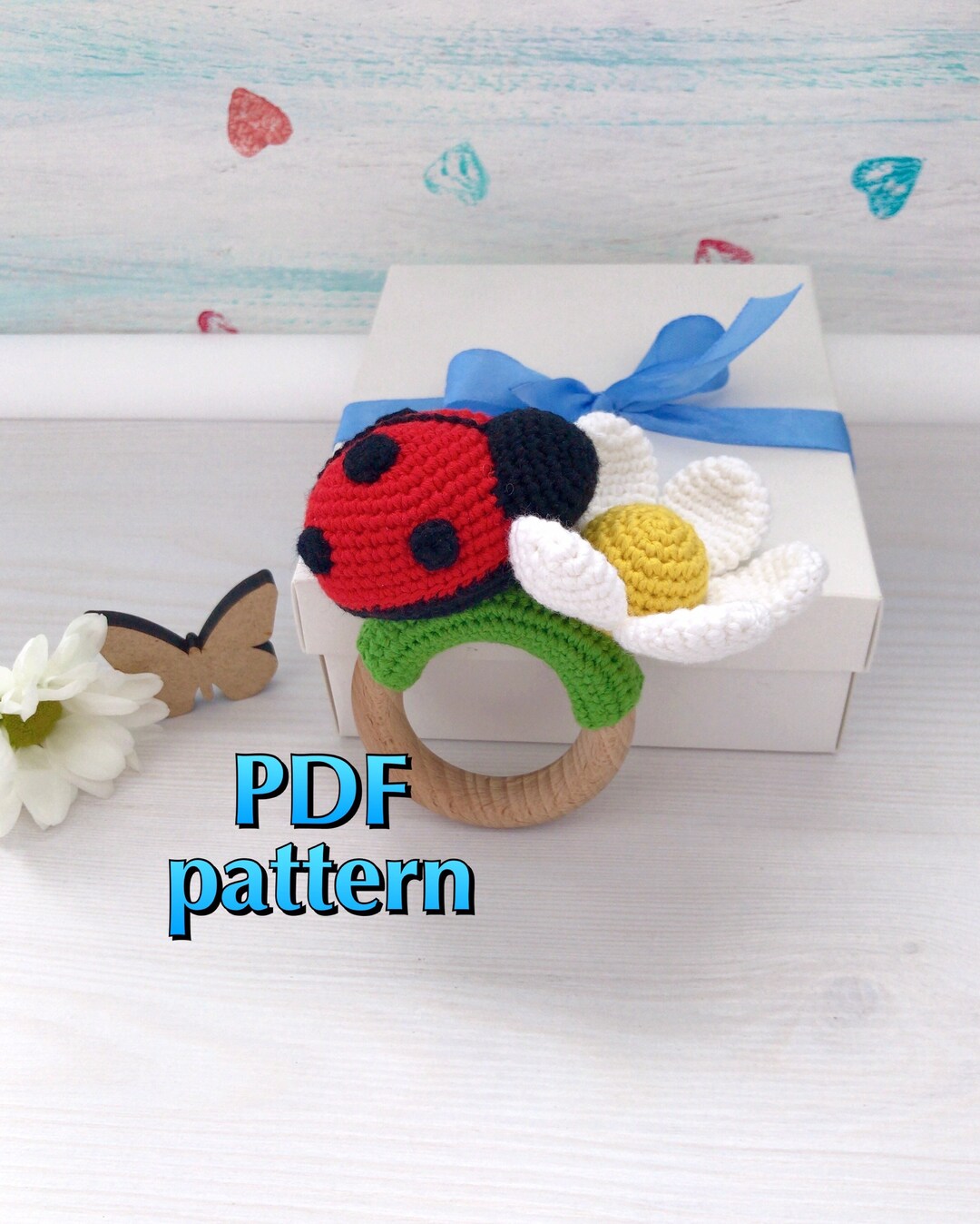 Ladybug Rattle Crochet Pattern Crochet Ladybug Pattern PDF Daisy Rattle Organic Baby Toys Teether ...