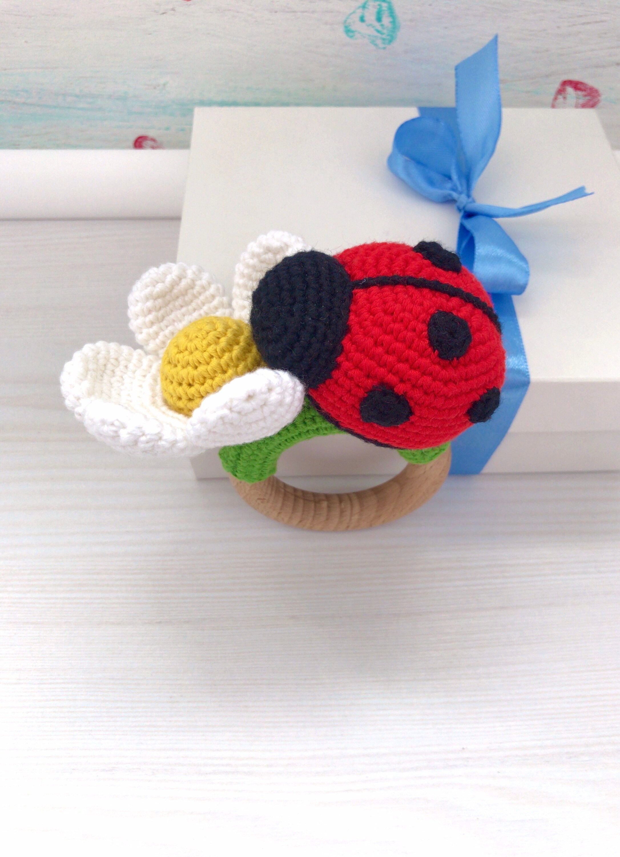 Ladybug Rattle Crochet Pattern Crochet Ladybug Pattern PDF Daisy Rattle Organic Baby Toys Teether ...