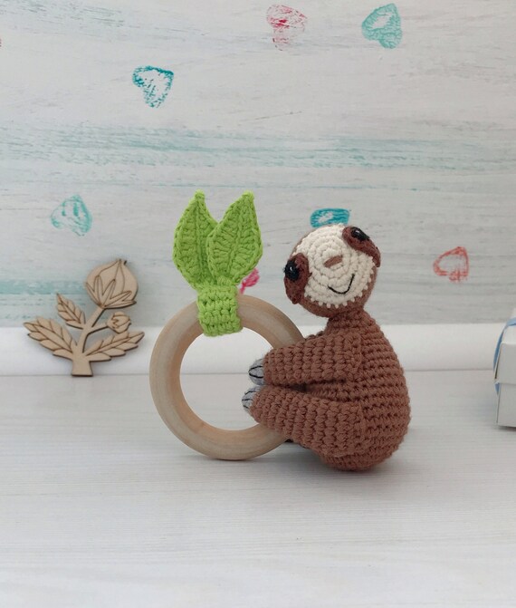 sloth baby rattle