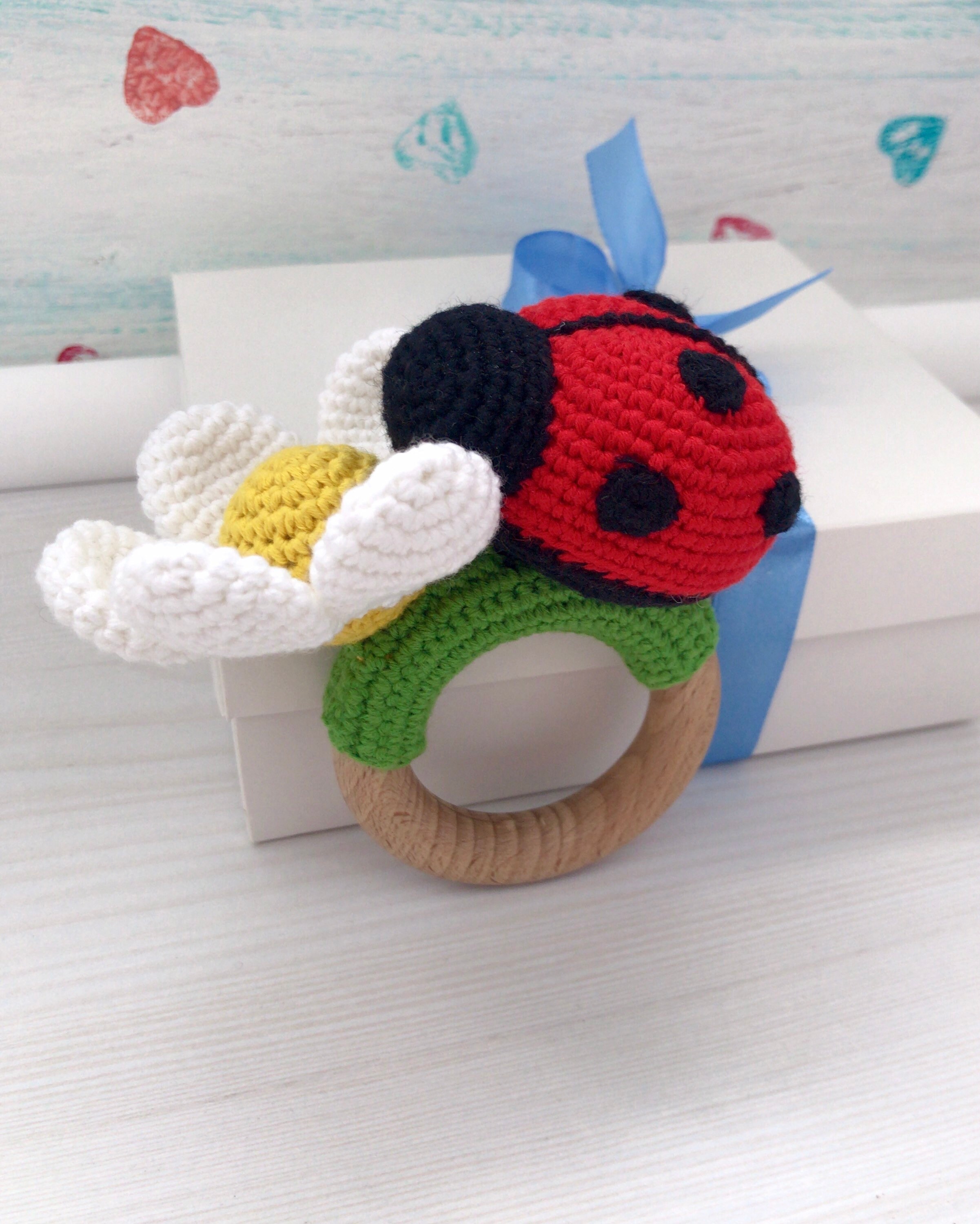 Crochet Ladybug Pattern PDF Daisy Rattle Organic Baby Toys Teether ...