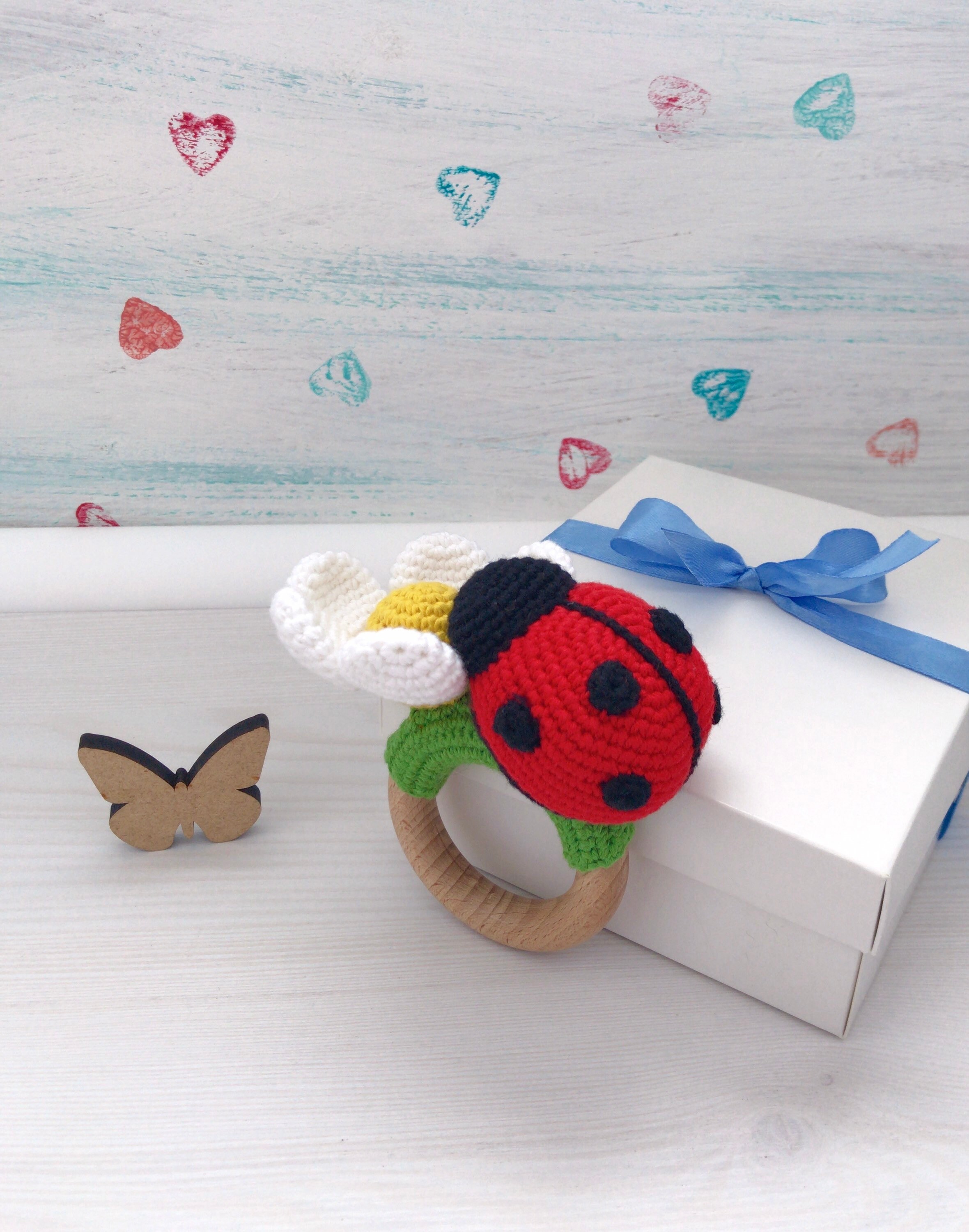 Crochet Ladybug Pattern PDF Daisy Rattle Organic Baby Toys Teether ...