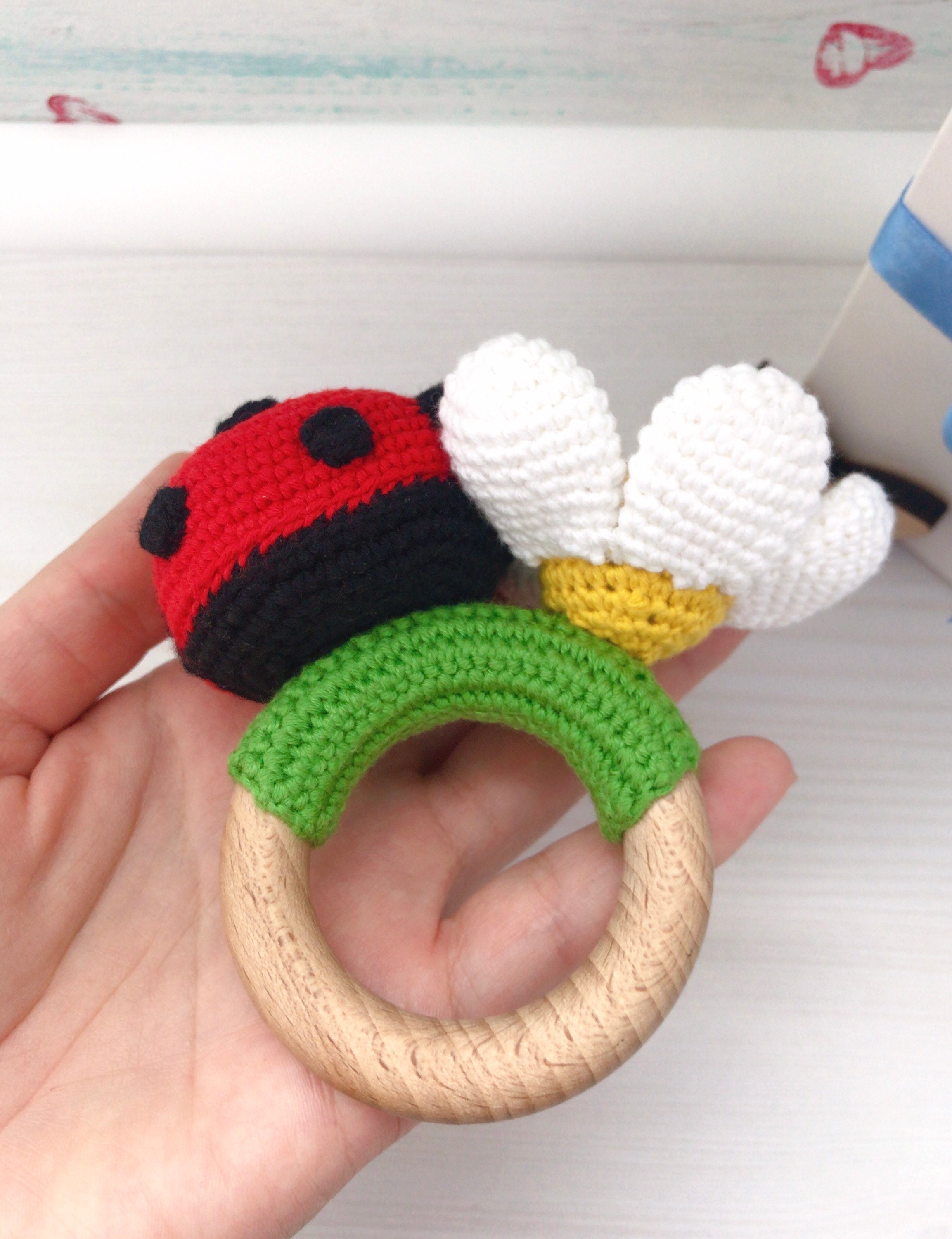Crochet Ladybug Pattern PDF Daisy Rattle Organic Baby Toys Teether ...