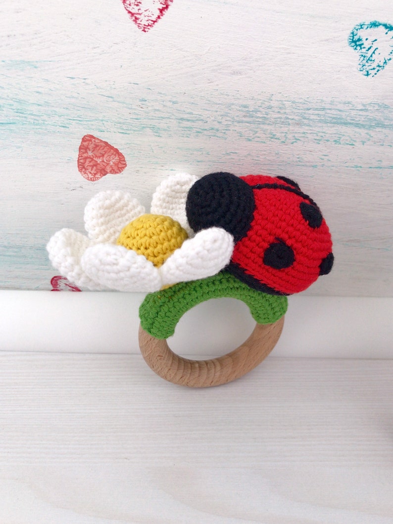Ladybug Rattle Crochet Pattern Crochet Ladybug Pattern PDF Daisy Rattle Organic Baby Toys Teether ...