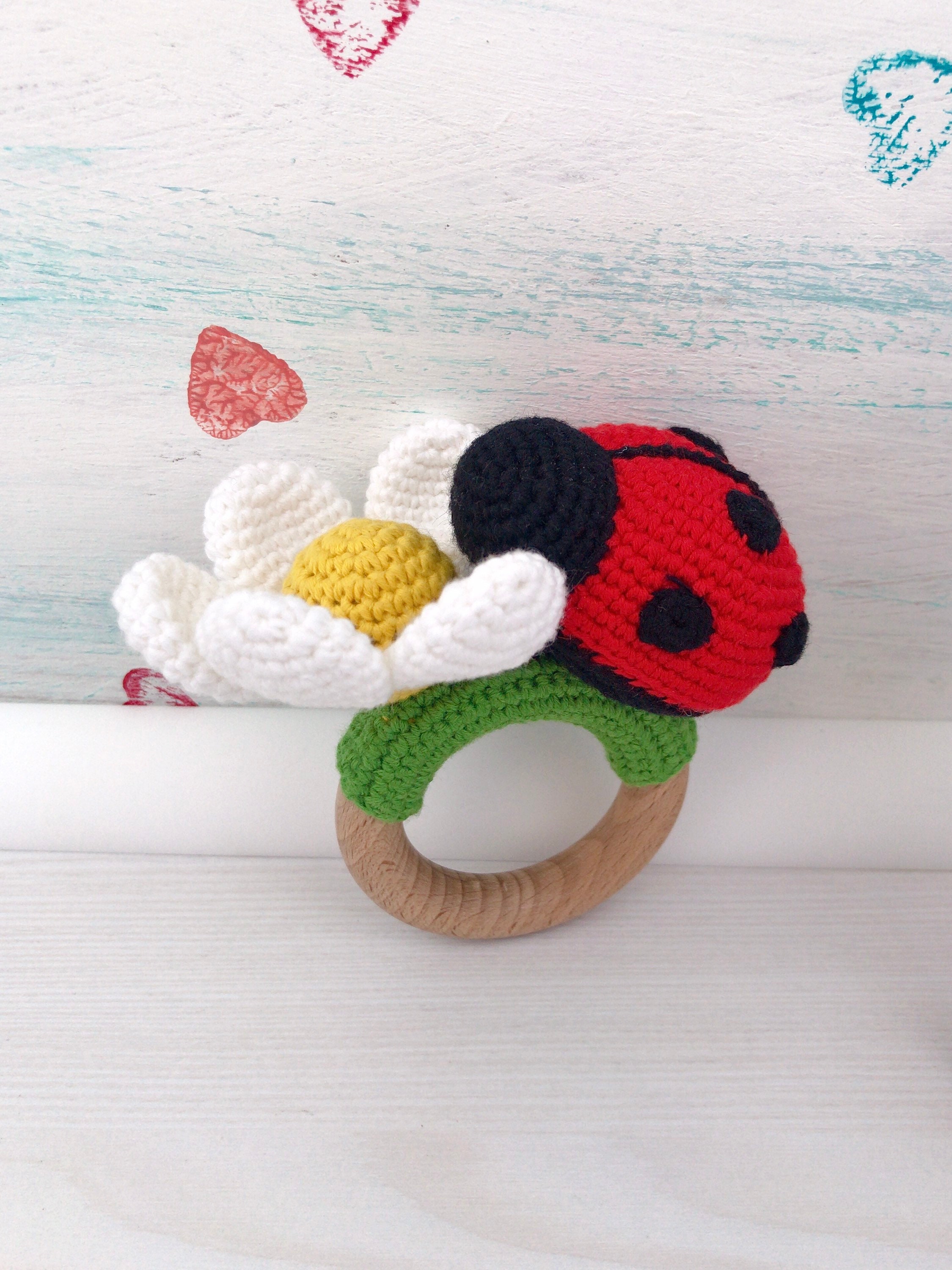 Crochet Ladybug Pattern PDF Daisy Rattle Organic Baby Toys Teether ...