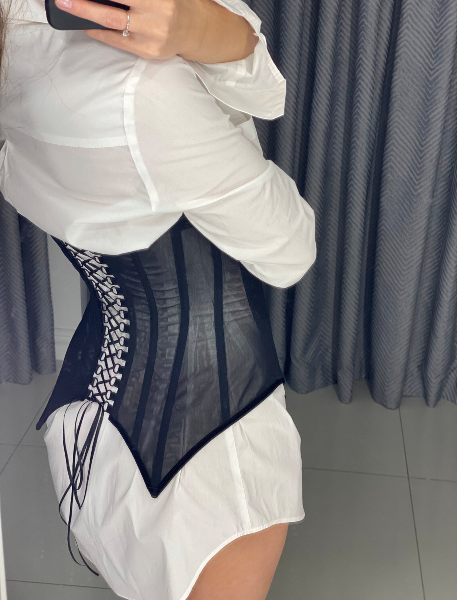 Black Mesh Corset Underbust Corset Plus Size Corset Tulle Corset Corset