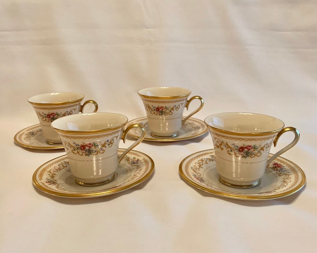 Lenox Queen's Garden Teacups and Saucers Set of 4 Etsy