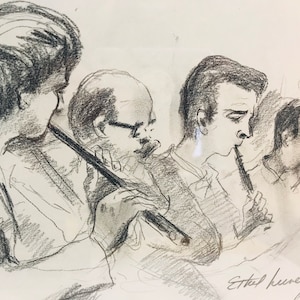 Original Ethel Lunenfeld Pencil Drawing Philadelphia Orchestra Original Artist Signed