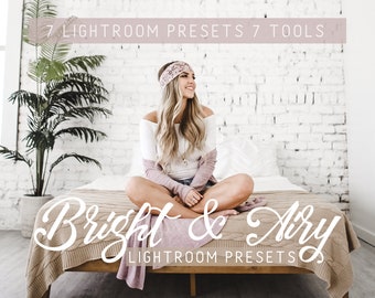 Ajustes preestablecidos de Lightroom bright & Airy: Escritorio y Dispositivo móvil. 7 Ajustes preestablecidos y 7 herramientas