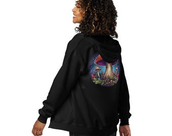 Magical mushrooms front zip hoodie